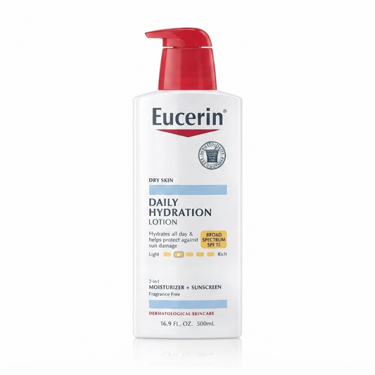لوشن يوسيرين المرطب اليومي مع حماية من الشمس (Eucerin Daily Hydration Lotion SPF 15).. ترطيب طوال اليوم وحماية فائقة